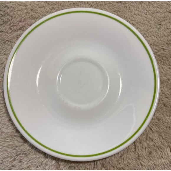 Corelle By Corning Saucer Plate Meadow White Green Trim 6.25" Vintage Set Of 5 - Picture 3 of 8
